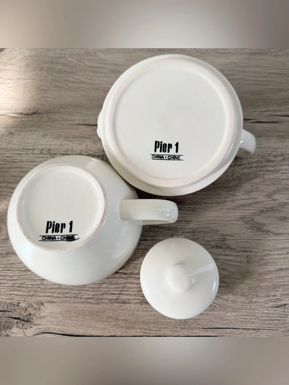 Pier 1 White Porcelain Single Serve Coffee Teapot Cup 3pcs Tea-for-One Stackable